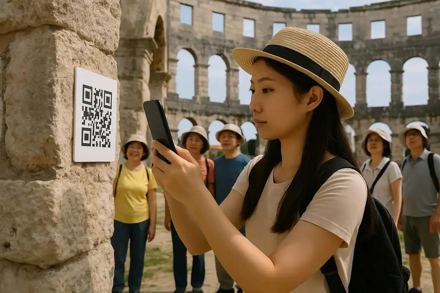 
                              QR kod kod Arene u Puli omogućuje pristup virtualnom vodiču kroz antički amfiteatar